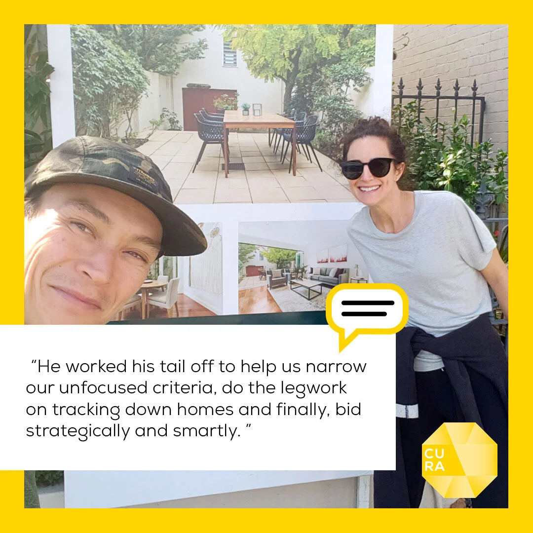 Doug and Danielle at home after buying with Cura Property